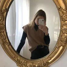 FSDA-suéter tejido tipo Chaleco con escote en V para mujer, Jersey informal de color caqui sin mangas, Jersey gris para otoño e invierno, 2020