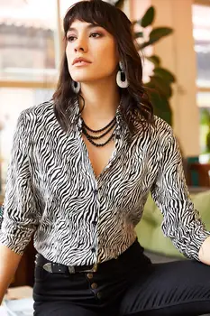 

Ola Female Zebra Print Viscose Shirt GML-19000610