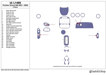 

Interior lining for Pontiac Grand Am 2001-2004. Set L1485.