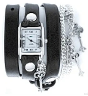 

Часы наручные женские La Mer Collections Charm Keys Black Silver 1032 кожаный ремешок черный цвет