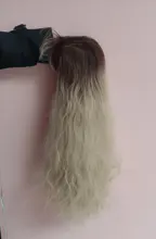 OneNonly-Peluca de cabello sintético largo degradado para mujer, pelo Natural resistente al calor, ondulado y suelto con flequillo, color marrón y Rubio, para Cosplay