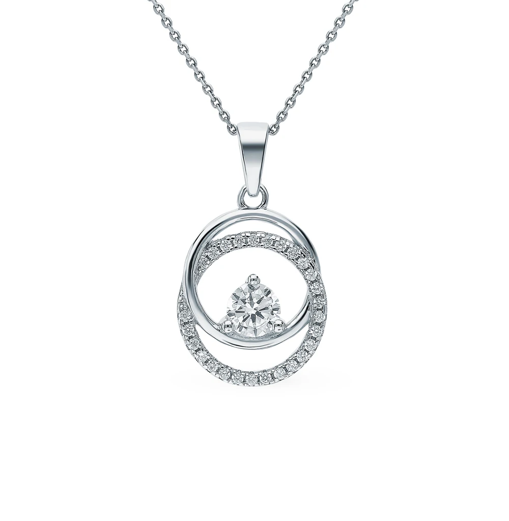 Серебряная подвеска с фианитами SUNLIGHT проба 925