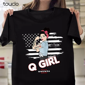 

Womens Q Anon Yes I'm Qanon Girl Get Over It WWG1WGA Trump 2020 Funny T-Shirt