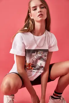 

Trendyol Tom & Jerry Licensed Printed Boyfriend Knitted T-Shirt TWOAW21TS0061