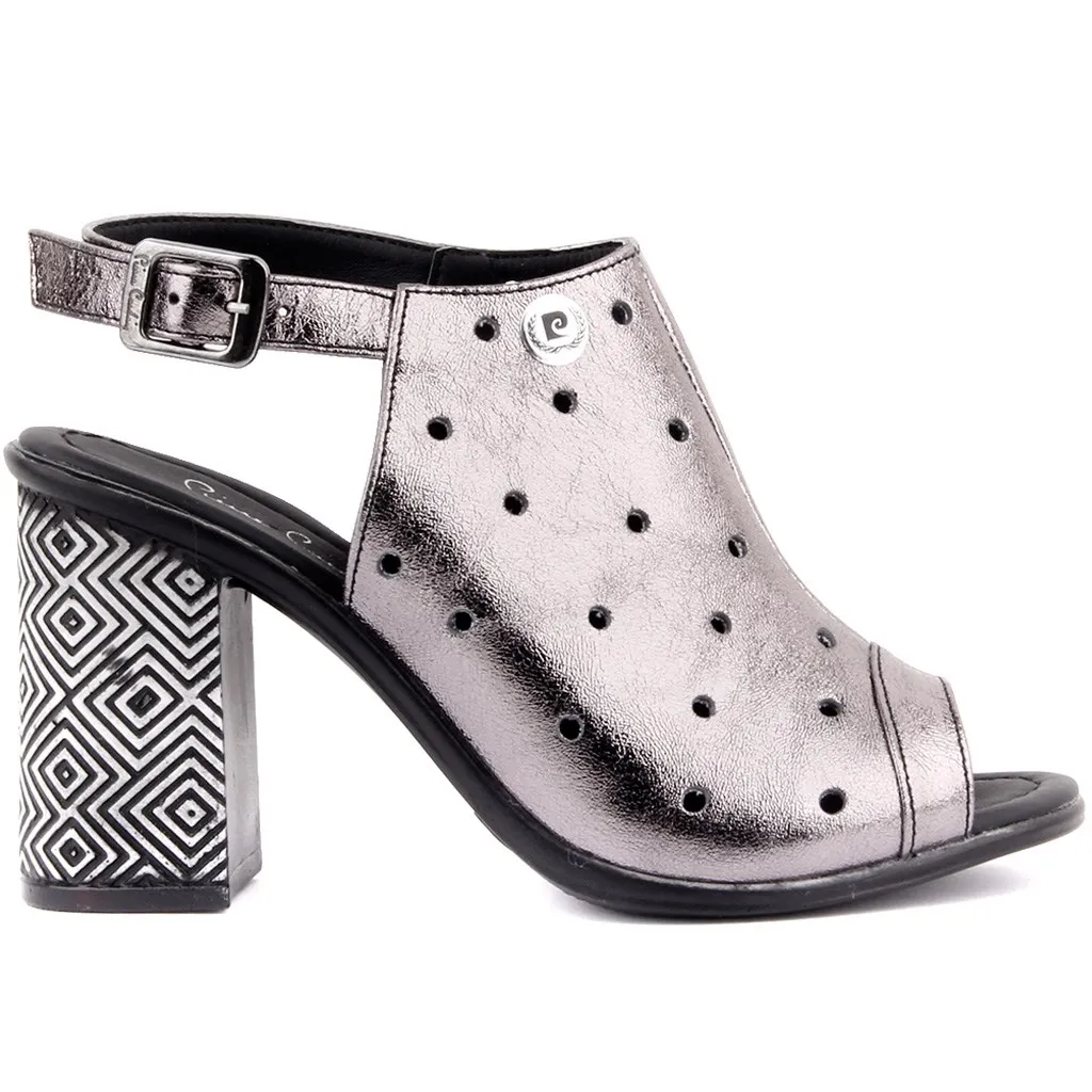 Pierre Cardin-Colore Platino Fibbia Sandali Delle Donne