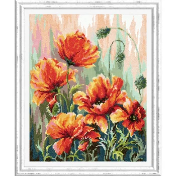 

40-72 set for embroidery 'wonderful needles ''Poppies in the morning luchach', 27*34 cm