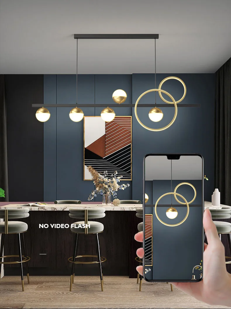 beaded chandelier Modern Pendant Lamp For Dining Room Kitchen Bar Decorate Gold Ring Led Chandelier Nordic Office Long Desk Ceiling Hanging Lamp beaded chandelier