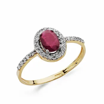 

18k solid gold ring bicolor Ruby zircons [AA2234]