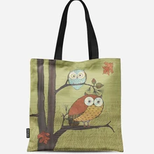 Многоразовая хозяйственная сумка эко женская сумка складная сумка для пляжа повседневное использование сумка на плечо Повседневная парусиновая с принтом совы