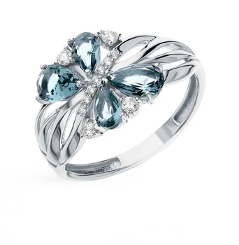

Silver ring with crystals and cubic zirconia sunlight sample 925