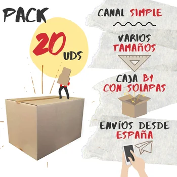

Pack 20 channel simple cardboard boxes. Choose your size. Cardboard boxes for storage and move, shipments from Spain. Cajeando