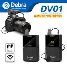 Debra dv série uhf sem fio microfone de lavalier com função de monitor de áudio para smartphones câmeras dslr webcast