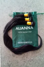 ALIANNA-extensiones de cabello humano para mujer, mechones de pelo largo y liso, brasileño, 32, 34, 36, 38 y 40 pulgadas, n. ° 1B, 30 pulgadas