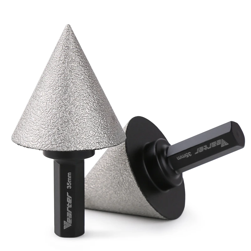 Vearter Vacuum Brazed Diamond Chamfer Drill Bit 35mm With 3/8 Hex Shank