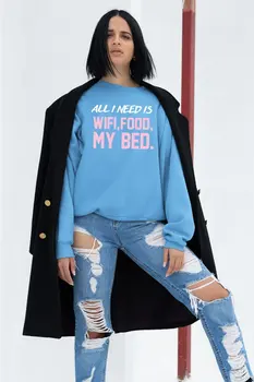 

Angemiel Wear All İ Need Is Wifi Women Blue Sweatshirt