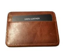 GENODERN-tarjetero de cuero genuino para hombre y mujer, Cartera de piel de vaca delgada, tarjetero pequeño