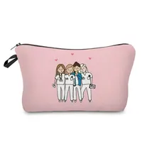 Cartoon Ladies Nurse Printed Cosmetic Bags Foldable High Capacity Women Makeup Bag Eco Reusable Storage Bag Chic Pencil Case 1