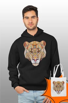 

Angemiel Wear Motif Tiger Black Male Hooded Sweatshirt Bags Kombin