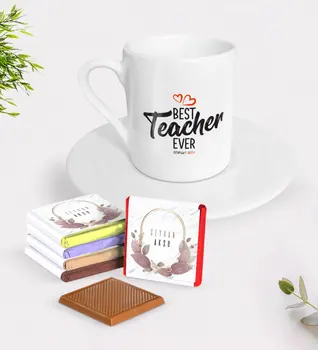 

Personalized Best Teacher Turkish coffee Cup and Chocolate Gift Seti-13