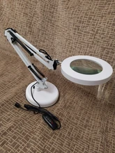 Lámpara de escritorio de lupa plegable profesional, luz LED de lectura con tres modos de atenuación, fuente de alimentación USB, 5 aumentos