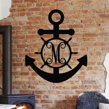 

Personalized Anchor Monogram Letter Baby Shower Custom Sign with Name - Wedding Family Name Acrylic Sign for Home Decorations