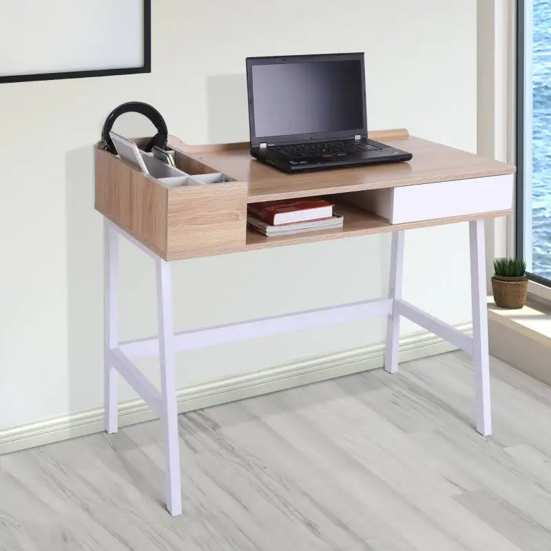 Компьютерный стол с ящиком из дерева и металла 100x55x81,5 см