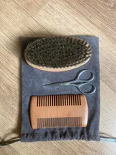 Barba Juego de cepillos para el pelo de la alta calidad suave cerdas de jabalí barba madera cepillo de peluquería de afeitar herramienta hombres bigote peine Kit con bolsa de regalo