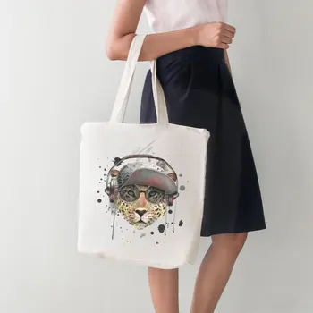

Angemiel Bag Headset Leopard Big Shopping Beach Tote Bag