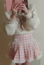 Mini Skirt Short Tutu Lace Pleated Plaid Warm Cosplay Lolita School Korean-Fashion Women