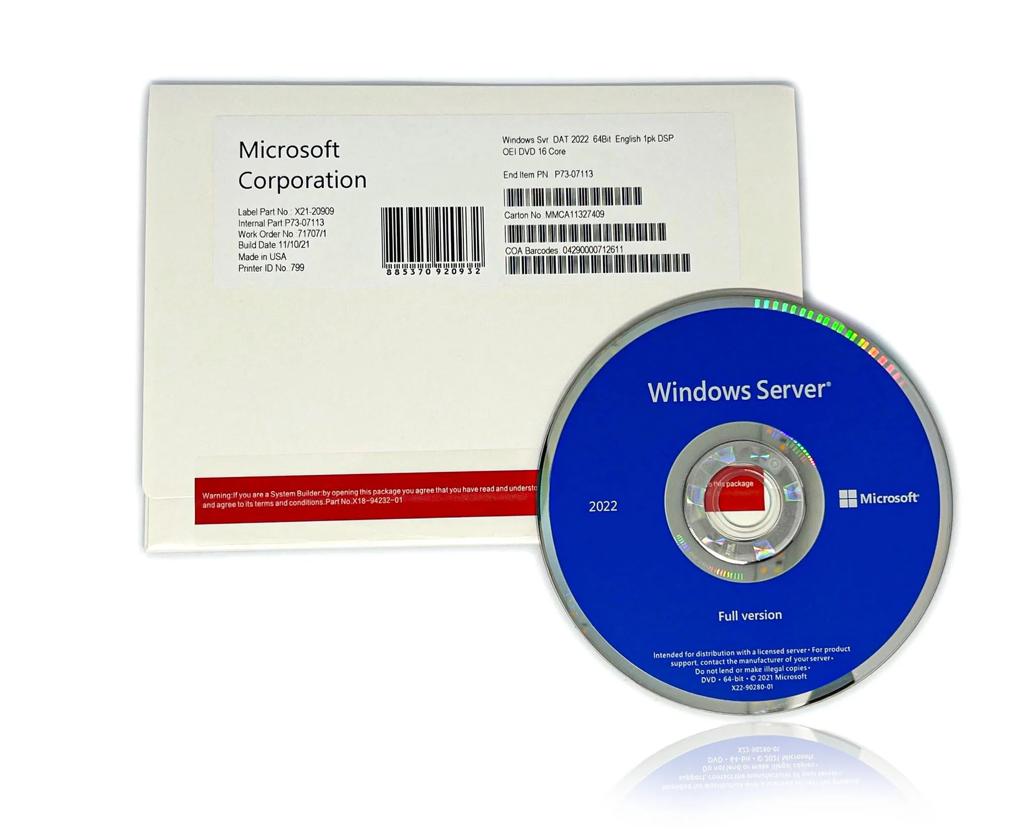 WindowsServer2022DataCenter16COREwithsealedDVDlicensekey