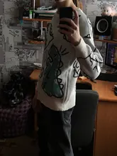Suéter de moda Harajuku para hombre, ropa informal estilo Hip Hop, jersey de dibujos animados de dinosaurios, cuello redondo, suéteres de pareja informales de gran tamaño