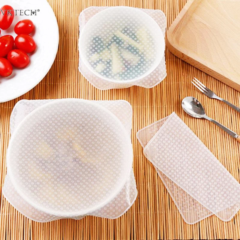 

1/4/6Pcs Reusable Silicone Wrap Seal Cover Food Fresh Keeping Wrap Lid Stretch Wrap Seal Bowl Cover Home Storage Kitchen Tools