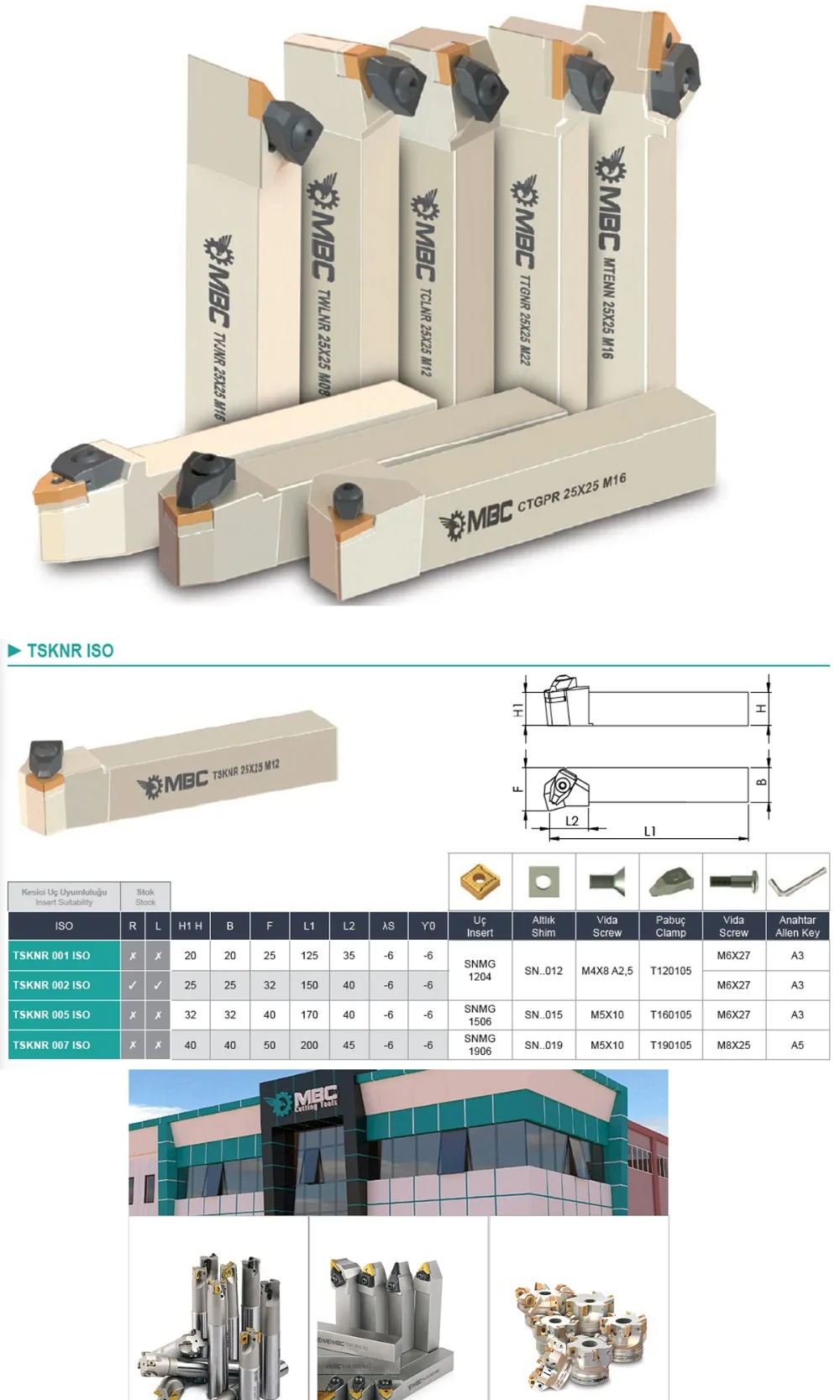 TSKNR 005 ISO T-SYSTEM внешние токарные держатели инструментов влево/вправо TSKNR 32X32 P15