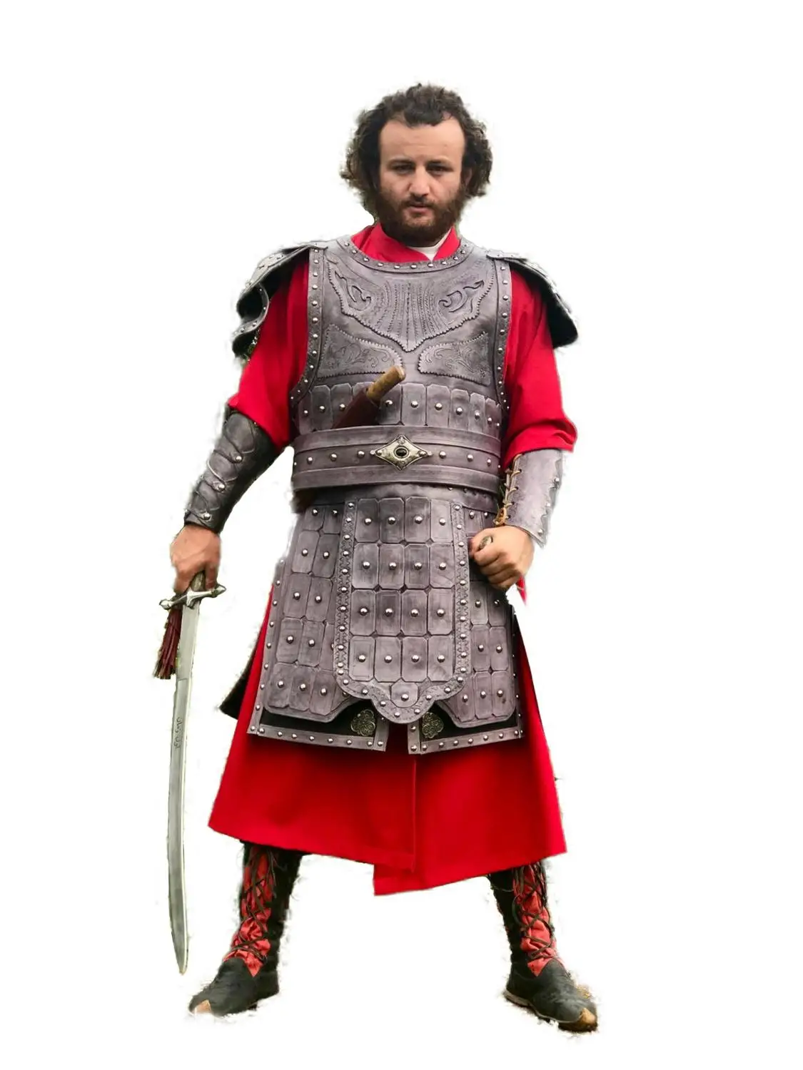 

Leather Warrior Armor Bracers Belt Kaftan Shirt Pant Boots Set Costume Ottoman Turkish Warrior Armor