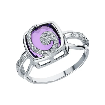 

Silver ring with quartz and cubic zirconia sunlight sample 925