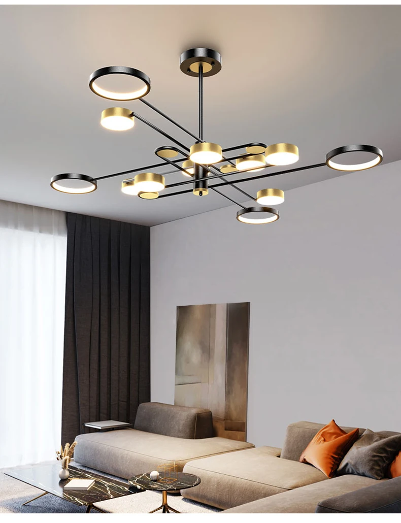 chandeliers Modern LED Chandelier For Living Room Bedroom Dining Room Kitchen Ceiling Pendant Lamp Black Gold Design Remote Control Light home depot chandeliers