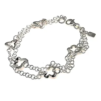 

Law silver bracelet 925m double smooth chain [AB0119]