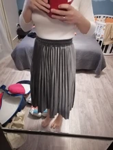 Falda plisada de terciopelo para mujer falda larga clásico informal de cintura alta color gris y coreano para fiesta y escuela 2020