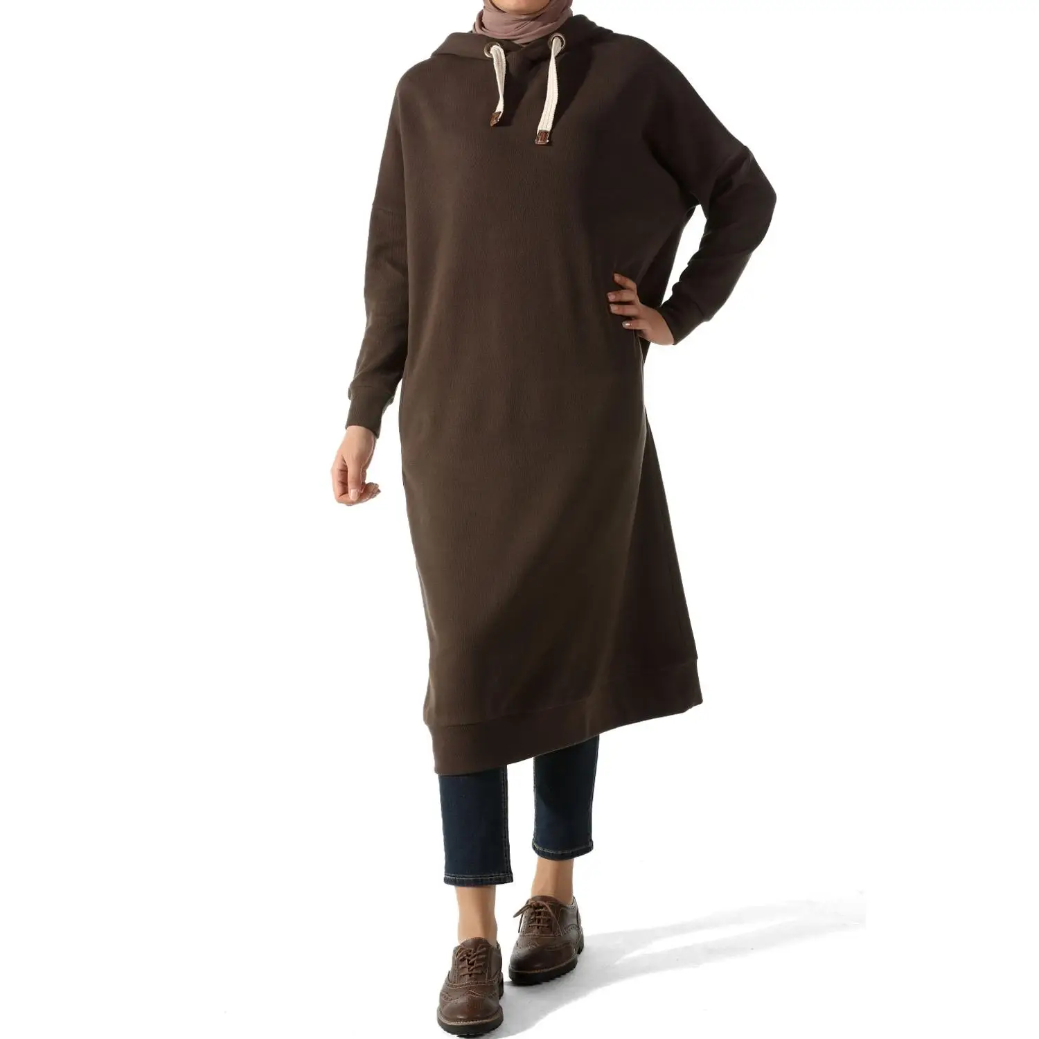 T-SLEEVE туника с ушками - Цвет: Коричневый