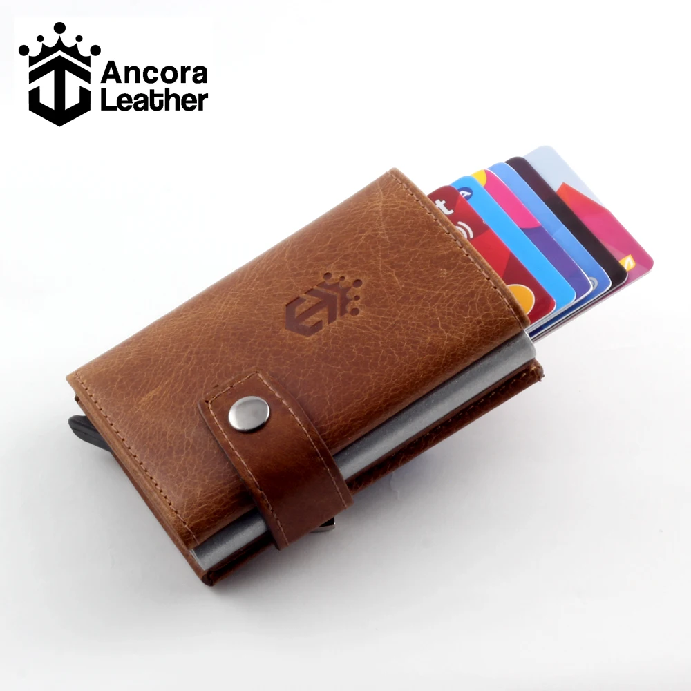Smart Wallet Business Card Holder Real Cow Leather Handmade Smart Automatic Card Holder Men Gift