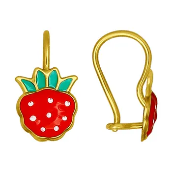 

Drop Earrings with stones "raspberry" Sokolov in yellow gold with enamel, fashion jewelry, 585, women's/men's, male/female, long earrings