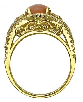

Esthete ring with Moonstone, Hyacinth and yellow gold diamonds 750
