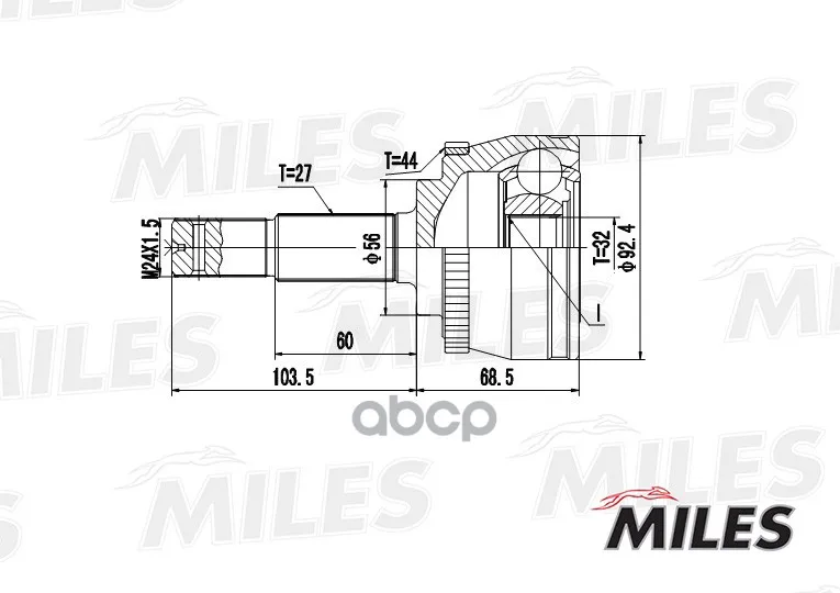 Шрус Nissan Primera P11 1.6-2.0td 96-02 Нар. Abs Groove Type: Inner Miles Ga20316 Miles арт. GA20316