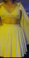 Waatfaak-Falda plisada corta blanca para mujer, minifaldas de cintura elástica, Sexy, Micro, bordada, para verano