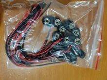10 Uds 6F22 adaptador de batería de 9V Snap clip conector cables titular DC 5,5*2,1 jack de cable de alimentación para Arduino Jack DIY