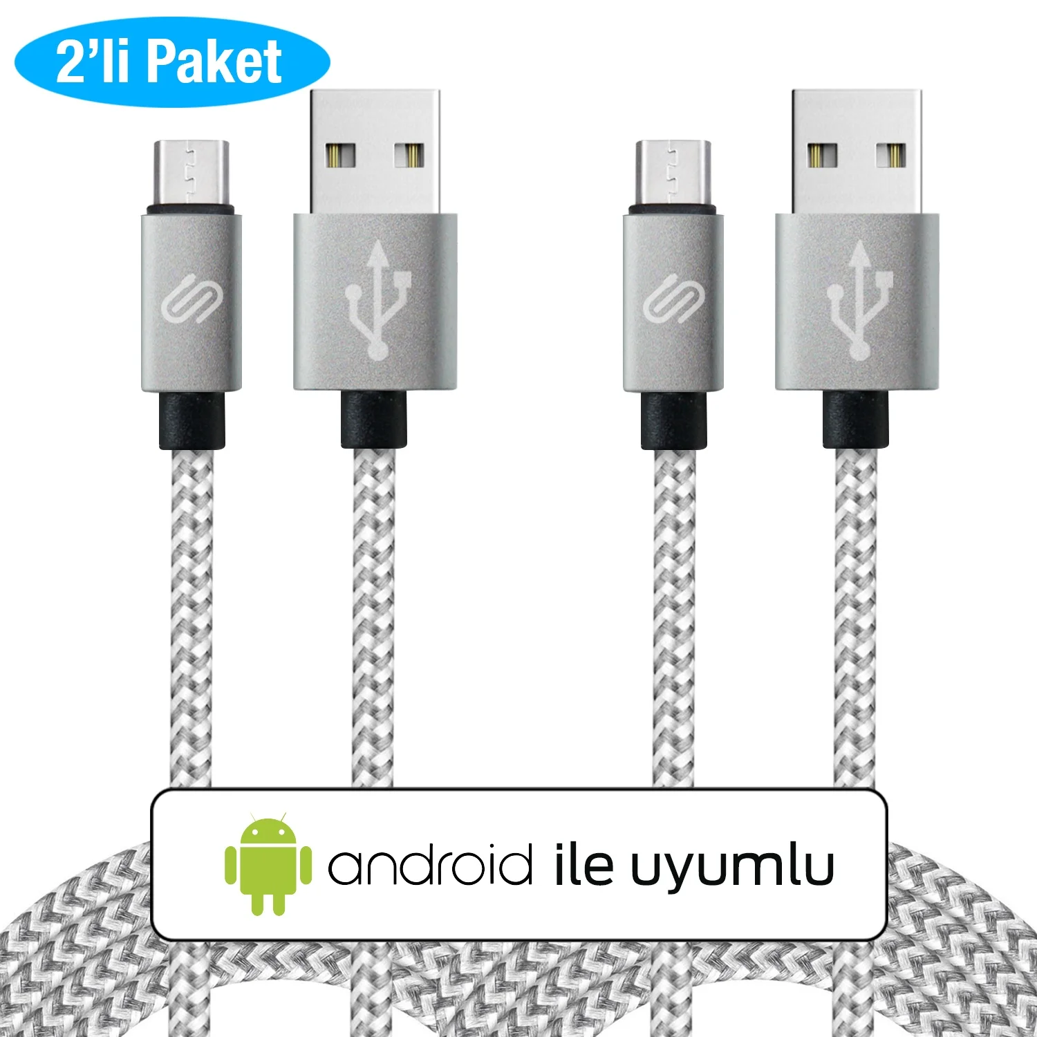 QWERTS Micro USB кабель 2 упаковки (6/10 футов) нейлоновый плетеный для быстрой зарядки