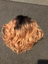 Wig Hair-Wig Short L-Part Heat-Resistant-Fiber Bob Lace-Front Pink Colored Synthetic