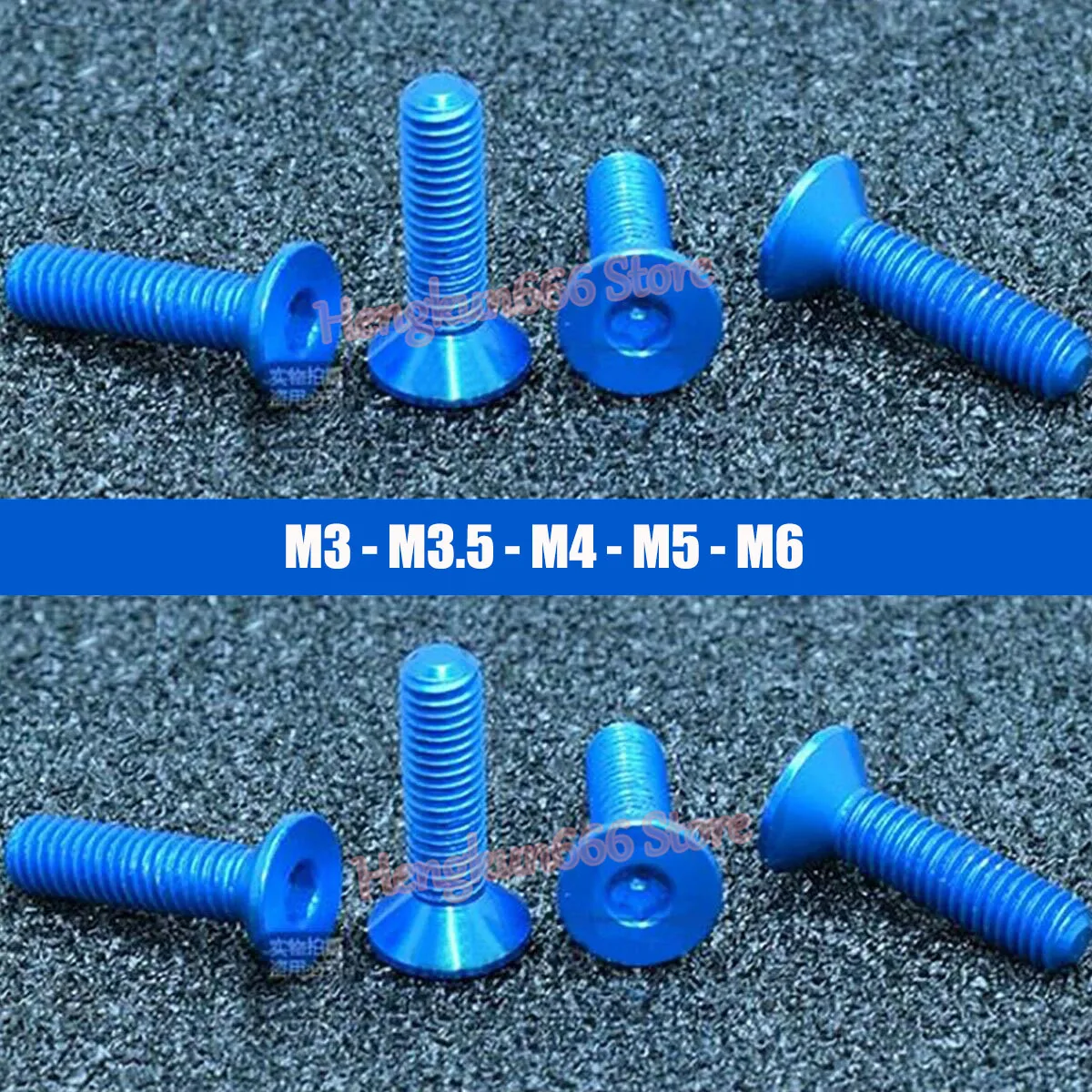 

M3 M3.5 M4 M5 M6 Aluminum Alloy Flat Head Socket Cap Screw Sky Blue - Anodized Countersunk Head Allen Bolts Hex Drive DIN 7991