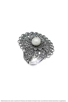

Midyat Silver Filigree Pearl Cubic Zirconia Women Ring