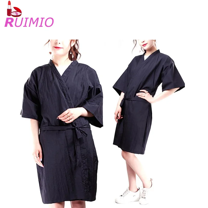 Black Salon Client Gown Robes Cape Hair Cutting Smock For Clients Kimono Style | Красота и здоровье